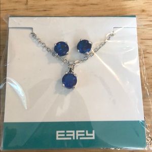 Blue rhinestone necklace and earrings